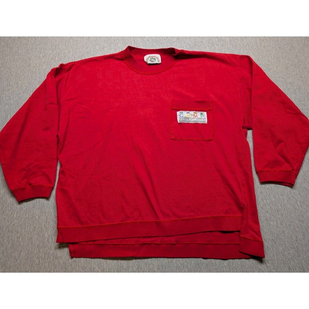 Vintage CAMP Beverly Hills Pocket sweatshirt Red No Size Tag/ XL See Measurement